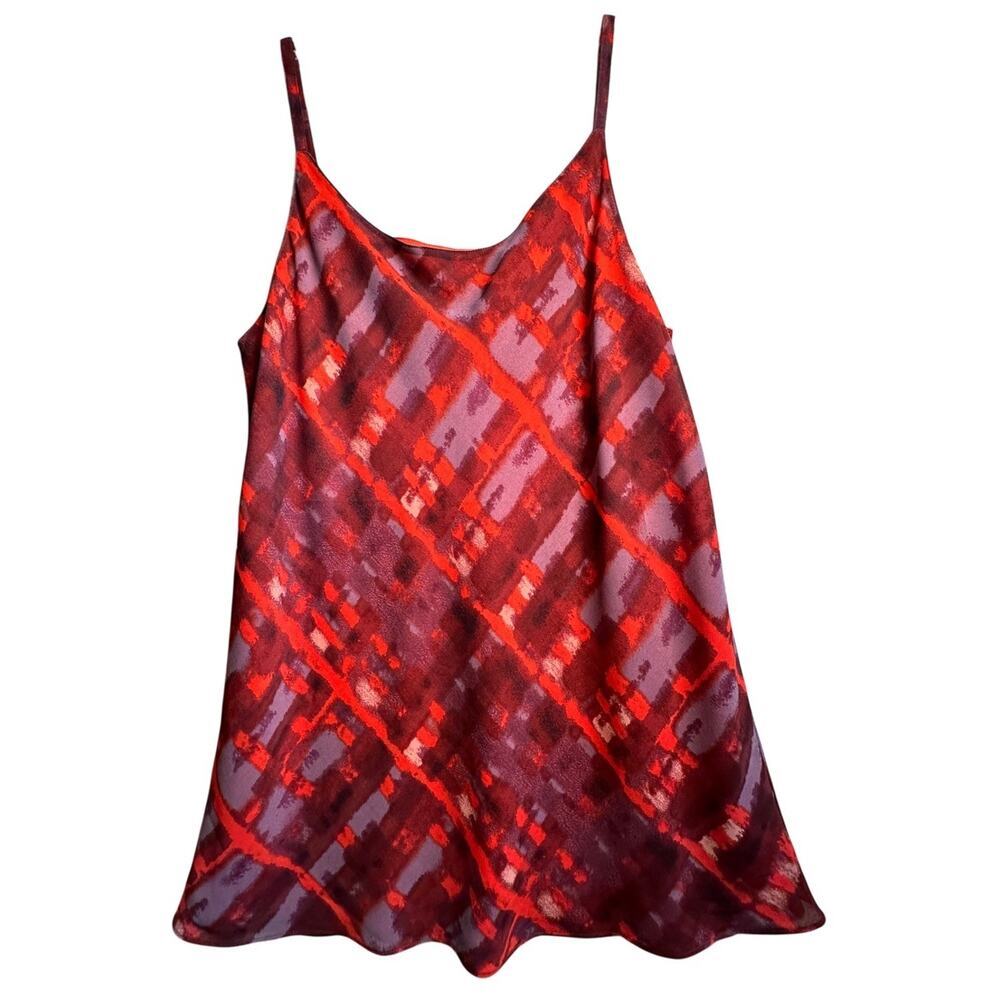 CABI Tank Top Shell Sz M Red Printed Layering‎ Adjustable Career Business Casual - Picture 2 of 16